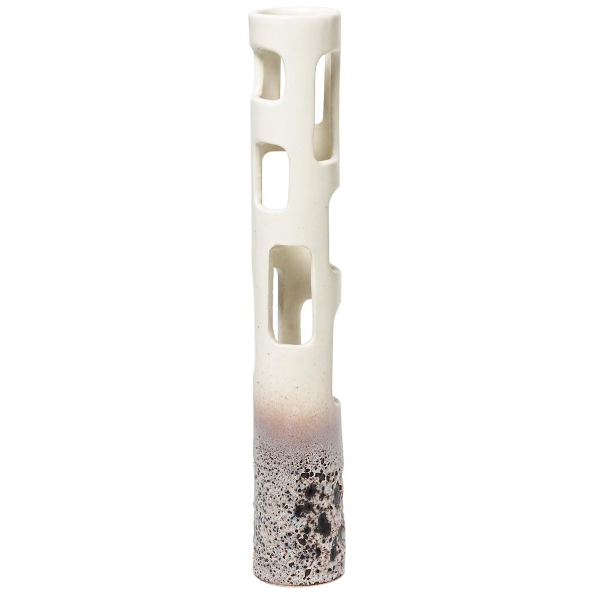 White and Colored Tubular Abstract Ceramic Table Lamp Midcentury Design, 1970 For Sale