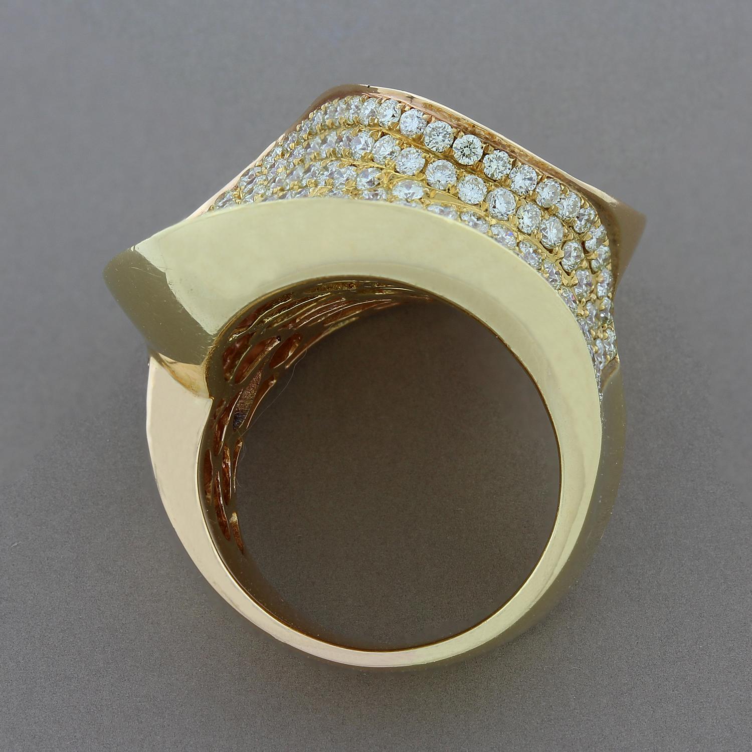 Fancy Colored Diamond Gold Cocktail Swirl Ring In New Condition In Beverly Hills, CA