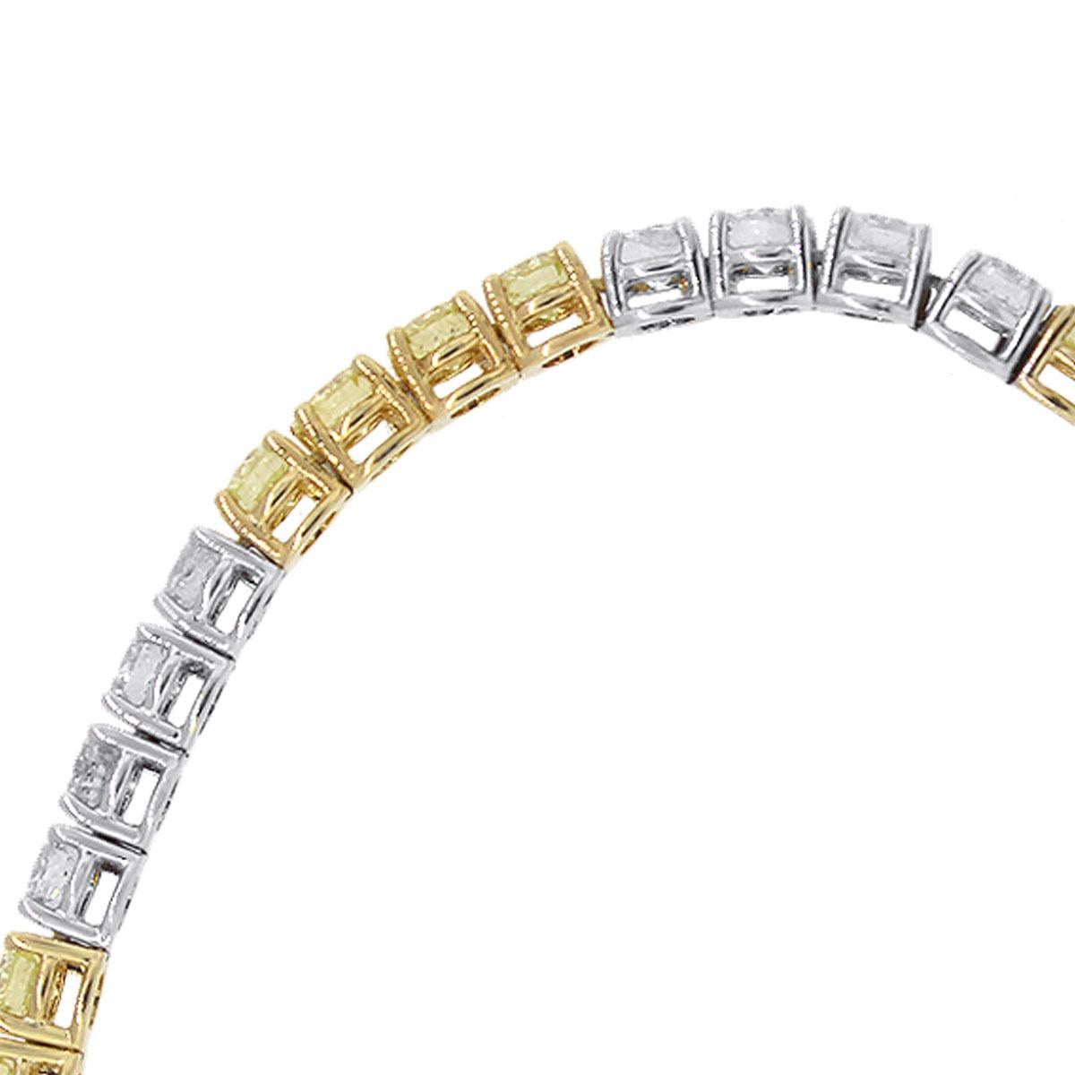 Women's White and Fancy Yellow Round Diamond Tennis Bracelet