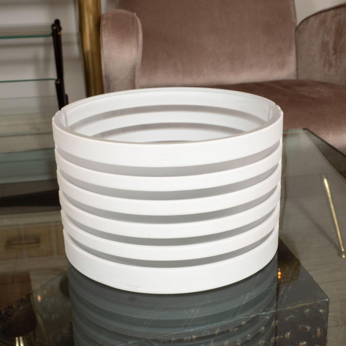Modern White and Frosted Glass Linear Design Bowl