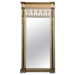 White and Gilt Regency Style Pier Mirror
