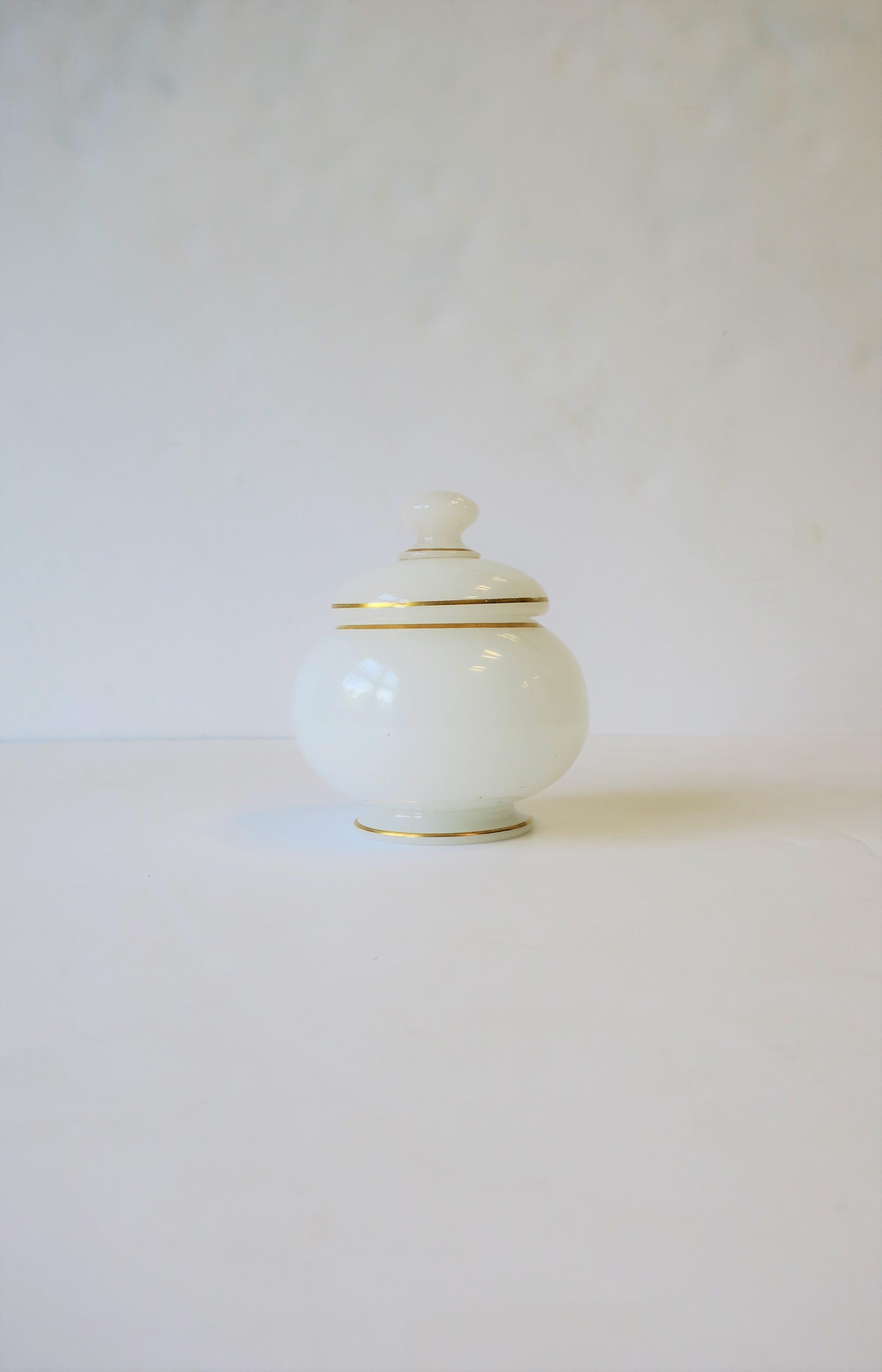 20th Century White Opaline and Gold Glass Vanity Bottle or Vessel
