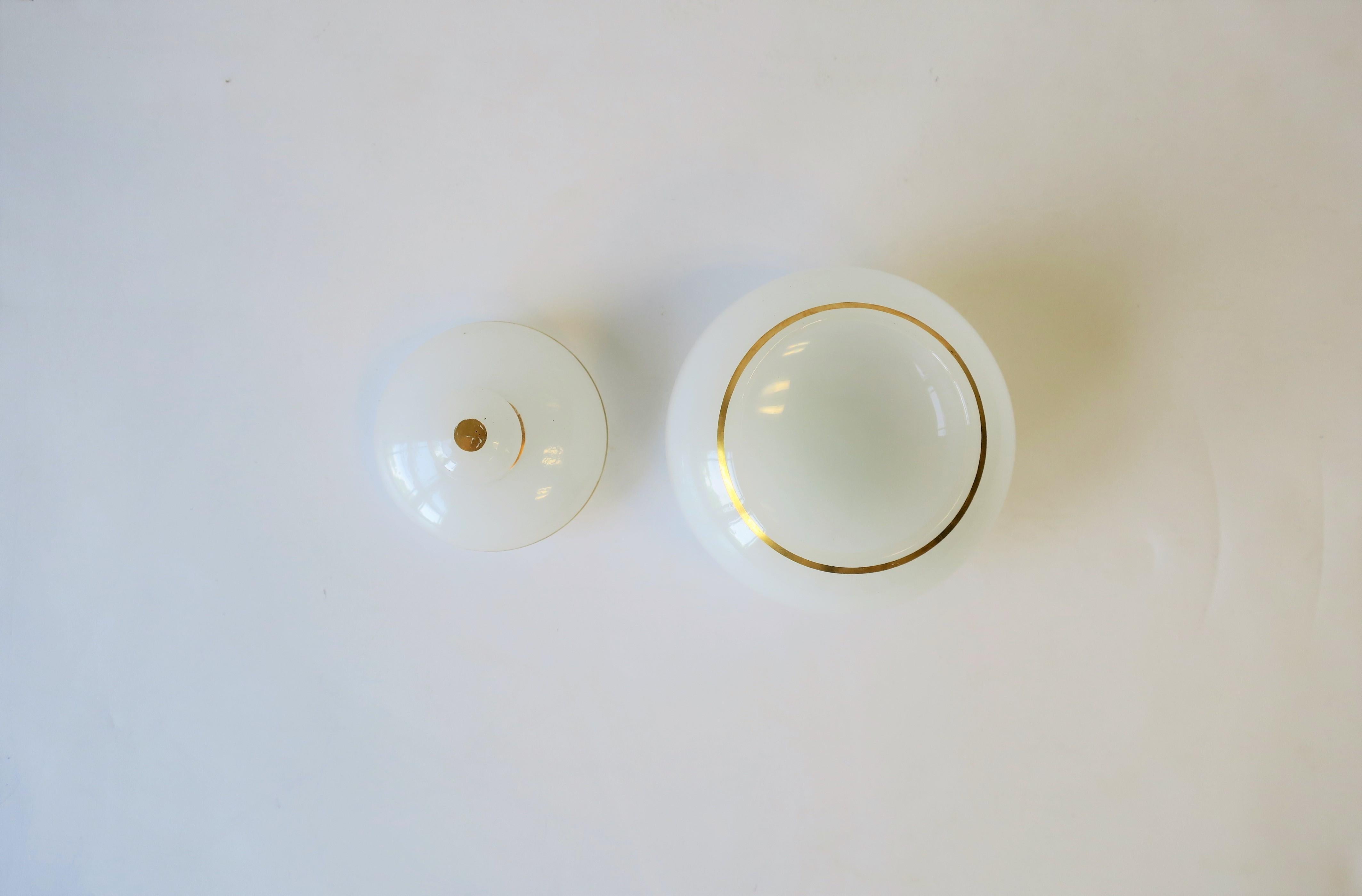 White Opaline and Gold Glass Vanity Bottle or Vessel 1