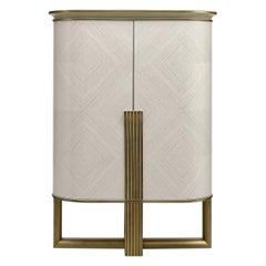 Barschrank in Weiß und Gold