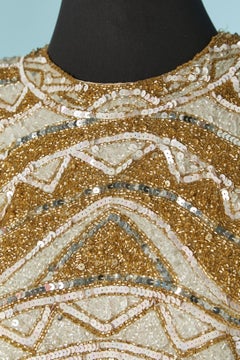 White and gold beaded cocktail dress BLACK TIE