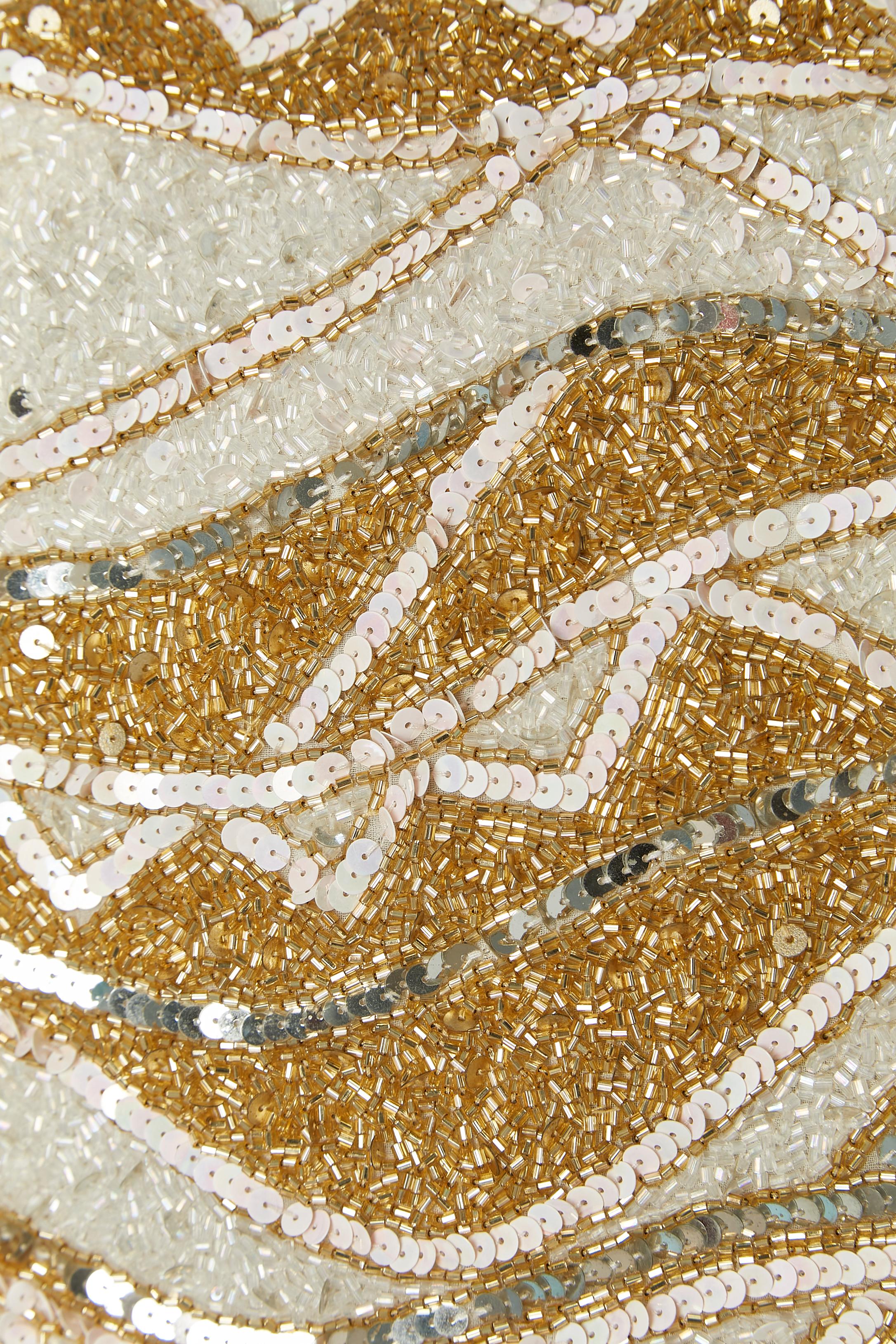 White and gold beaded cocktail dress BLACK TIE For Sale 2
