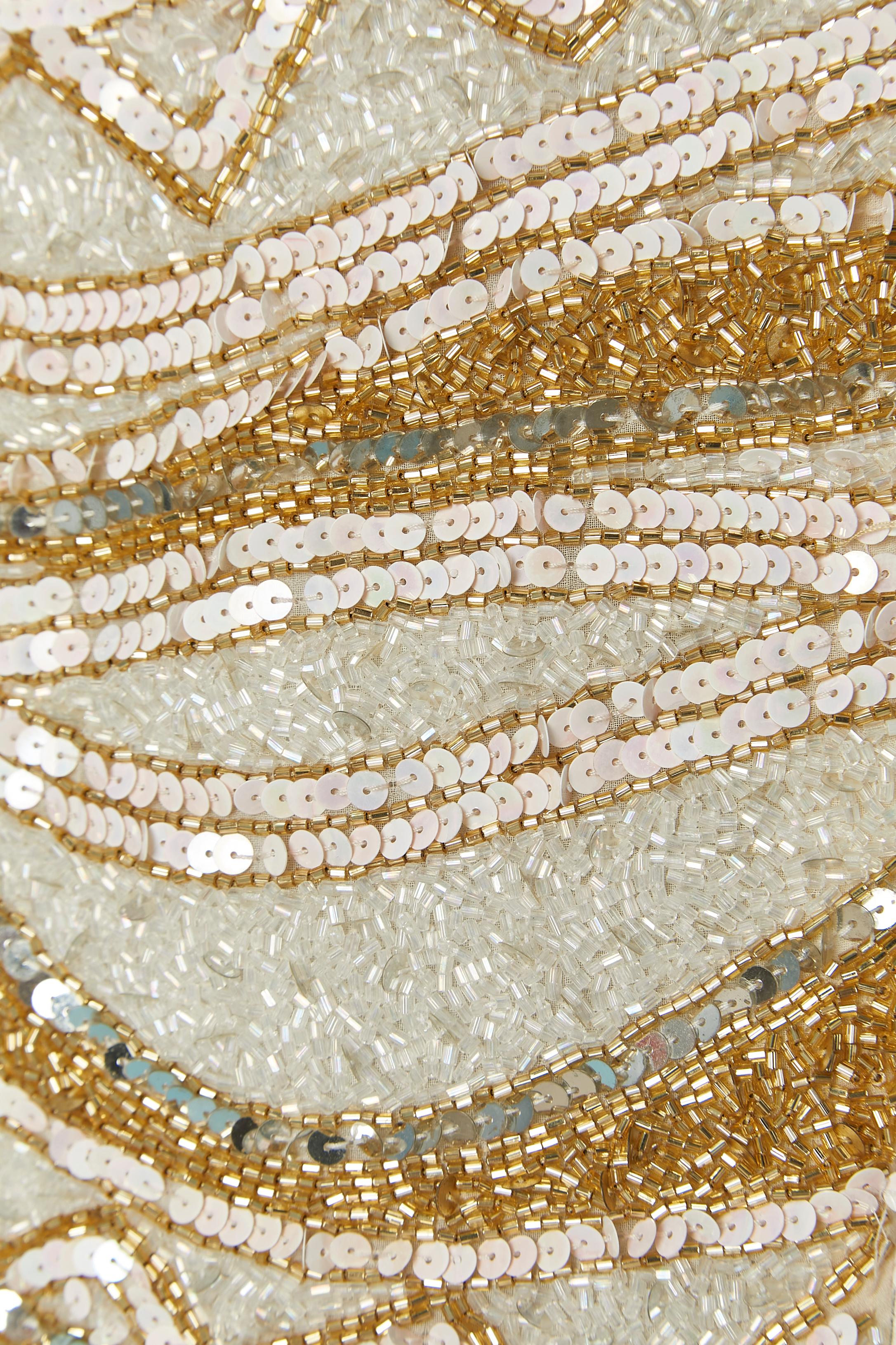 White and gold beaded cocktail dress BLACK TIE For Sale 3