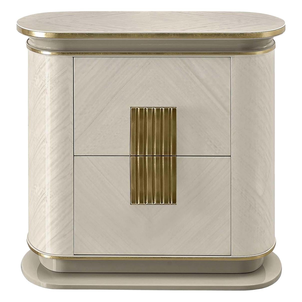 White and Gold Bedside Table