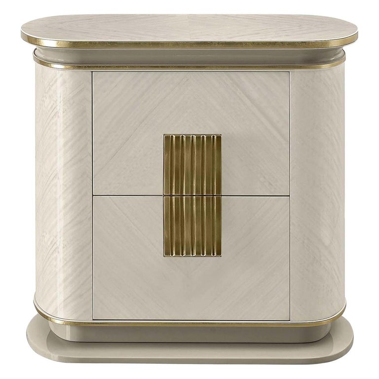 White and Gold Bedside Table For Sale at 1stDibs