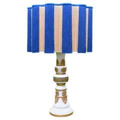 White and Gold French Ceramic Table Lamp, circa 1960