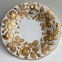 White and Gold Gilted Porcelain Plate by Meissen, Germany, 1950s