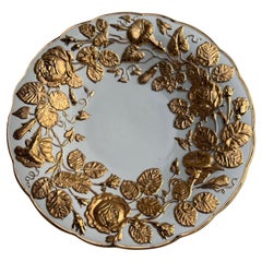 White and Gold Gilted Porcelain Plate by Meissen, Germany, 1950s