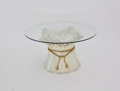 White and Gold Vintage Hollywood Regency Sheaf of Wheat Coffee Table 1970s Italy