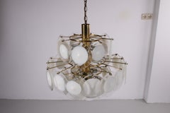 White and Gold Murano Chandelier by AV Mazzega