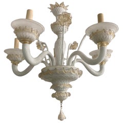 White and Gold Murano Chandelier