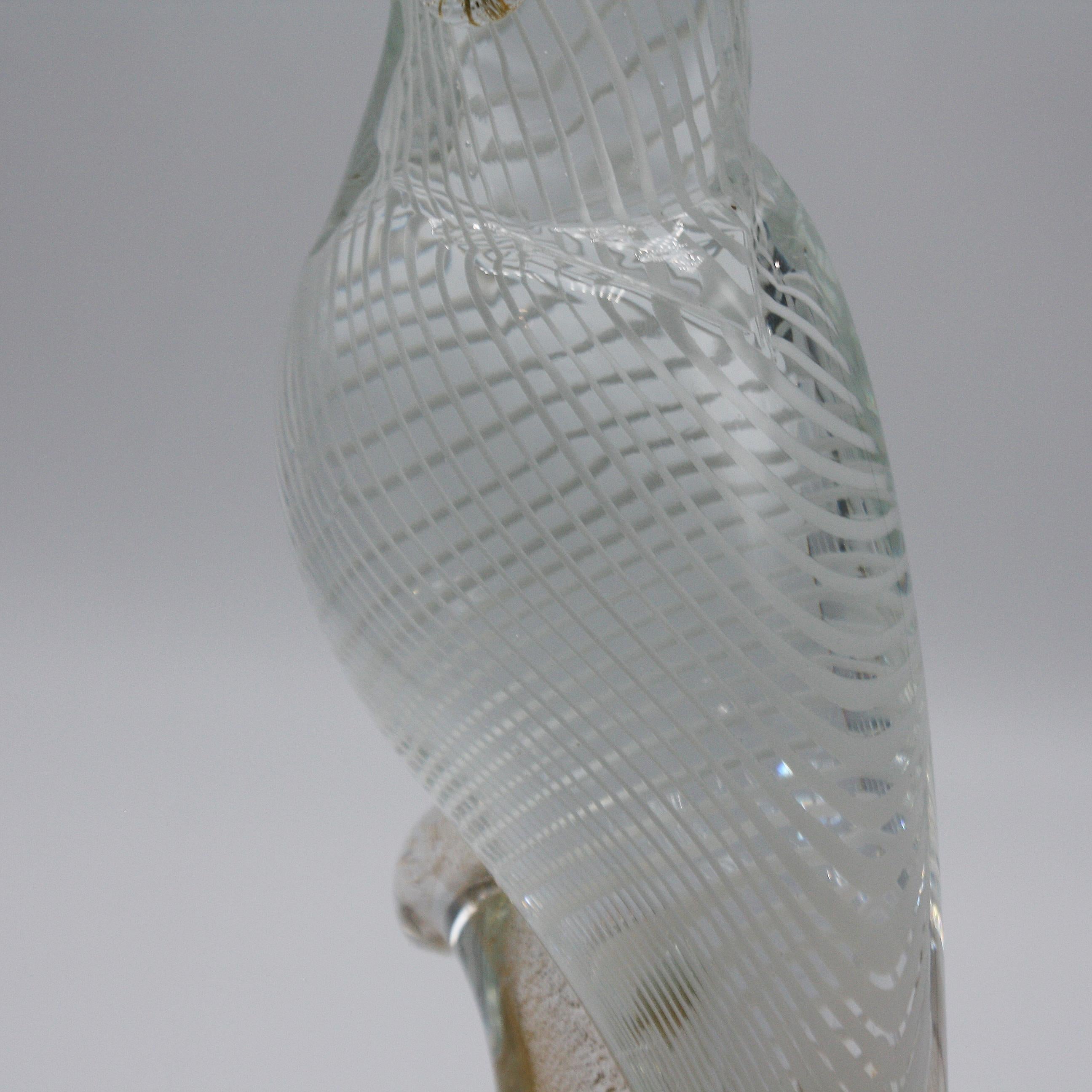White and Gold Murano Glass Bird, circa 1960 1
