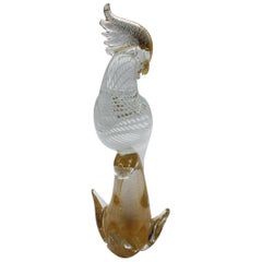 White and Gold Murano Glass Bird, circa 1960