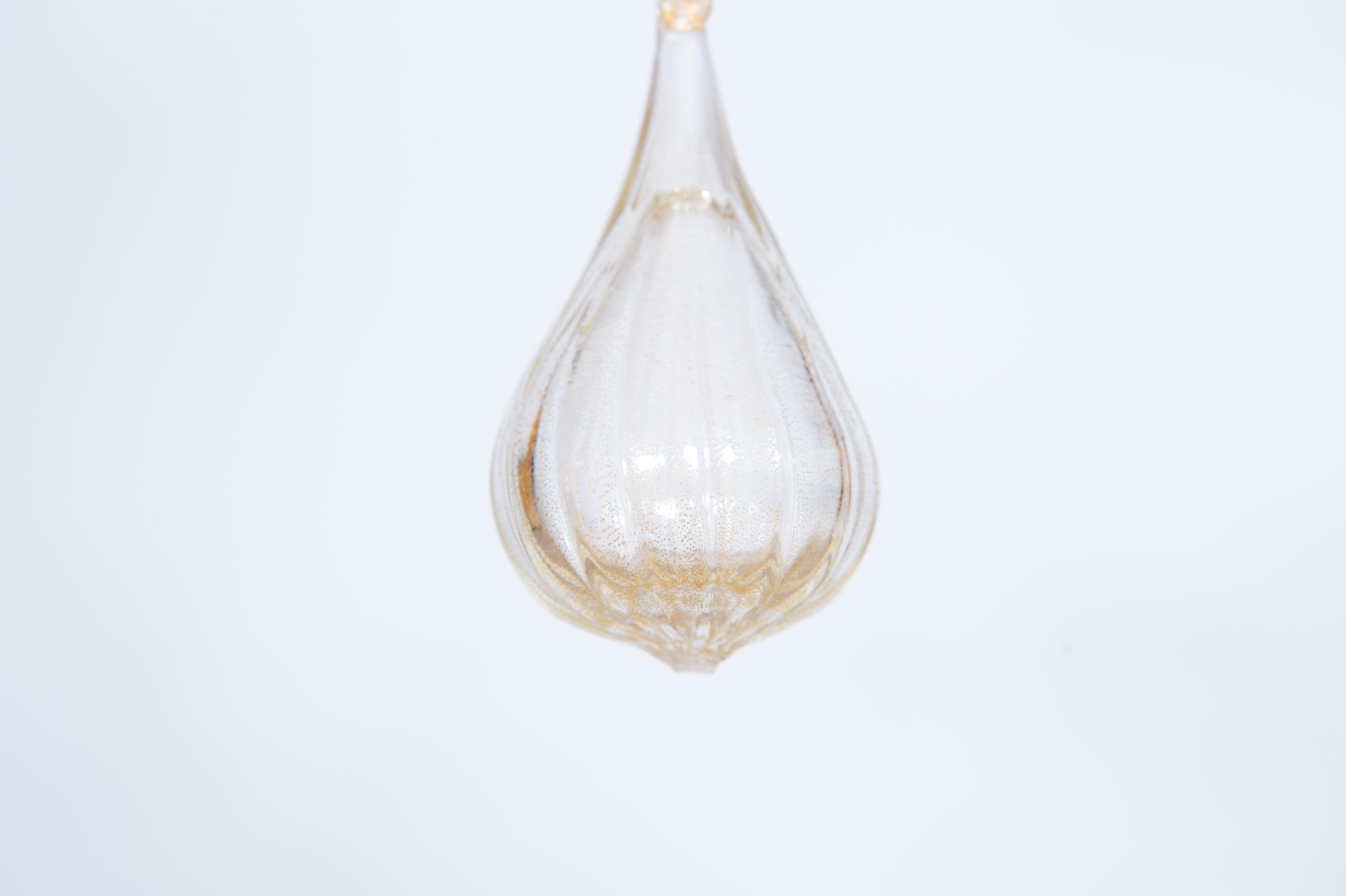 Blanco y oro  Lámpara de cristal de Murano, por Giovanni Dalla fina Años 90 Hecho a mano en venta