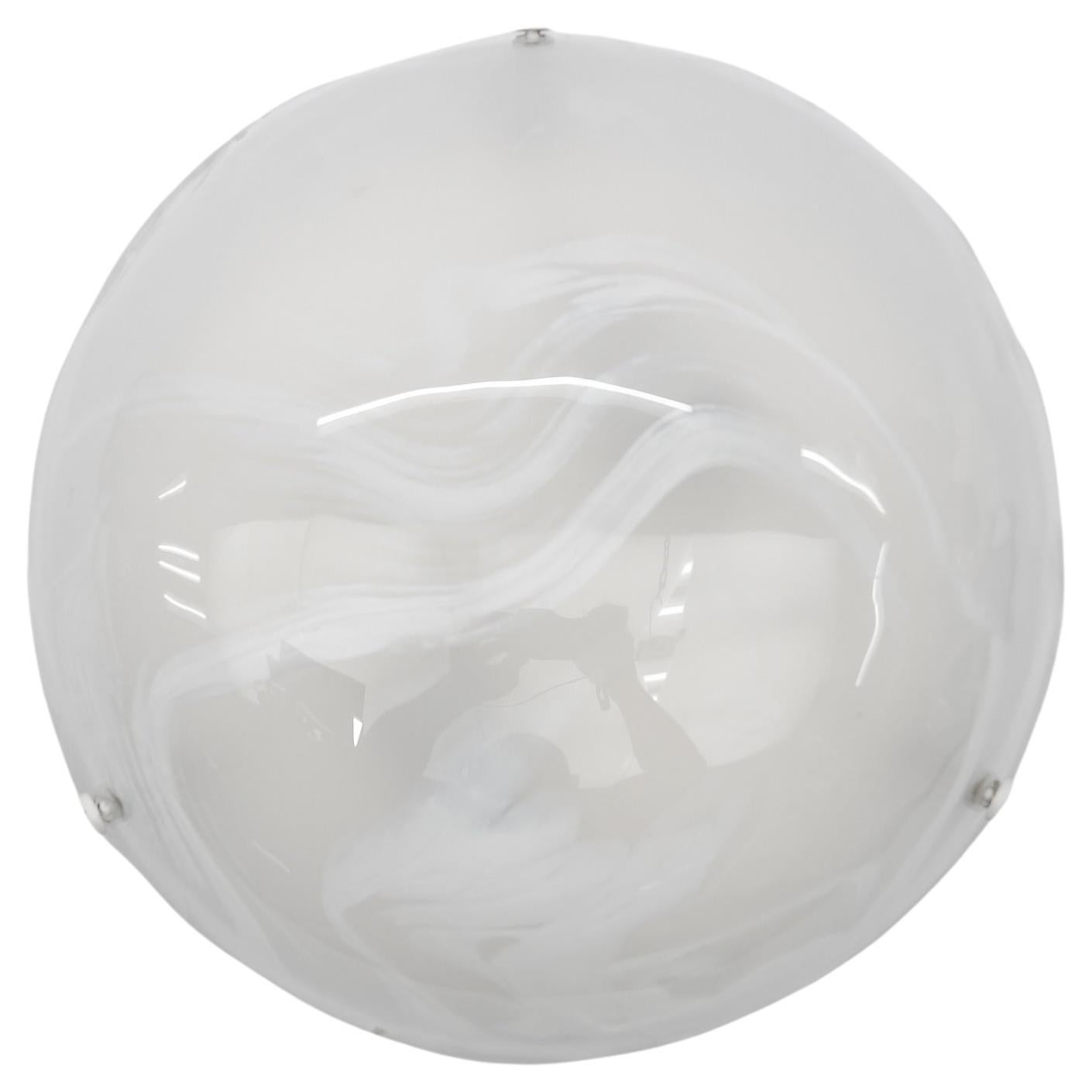 White and Gold Murano Glass Flush Mount Light by Hillebrand, Germany 1960s For Sale