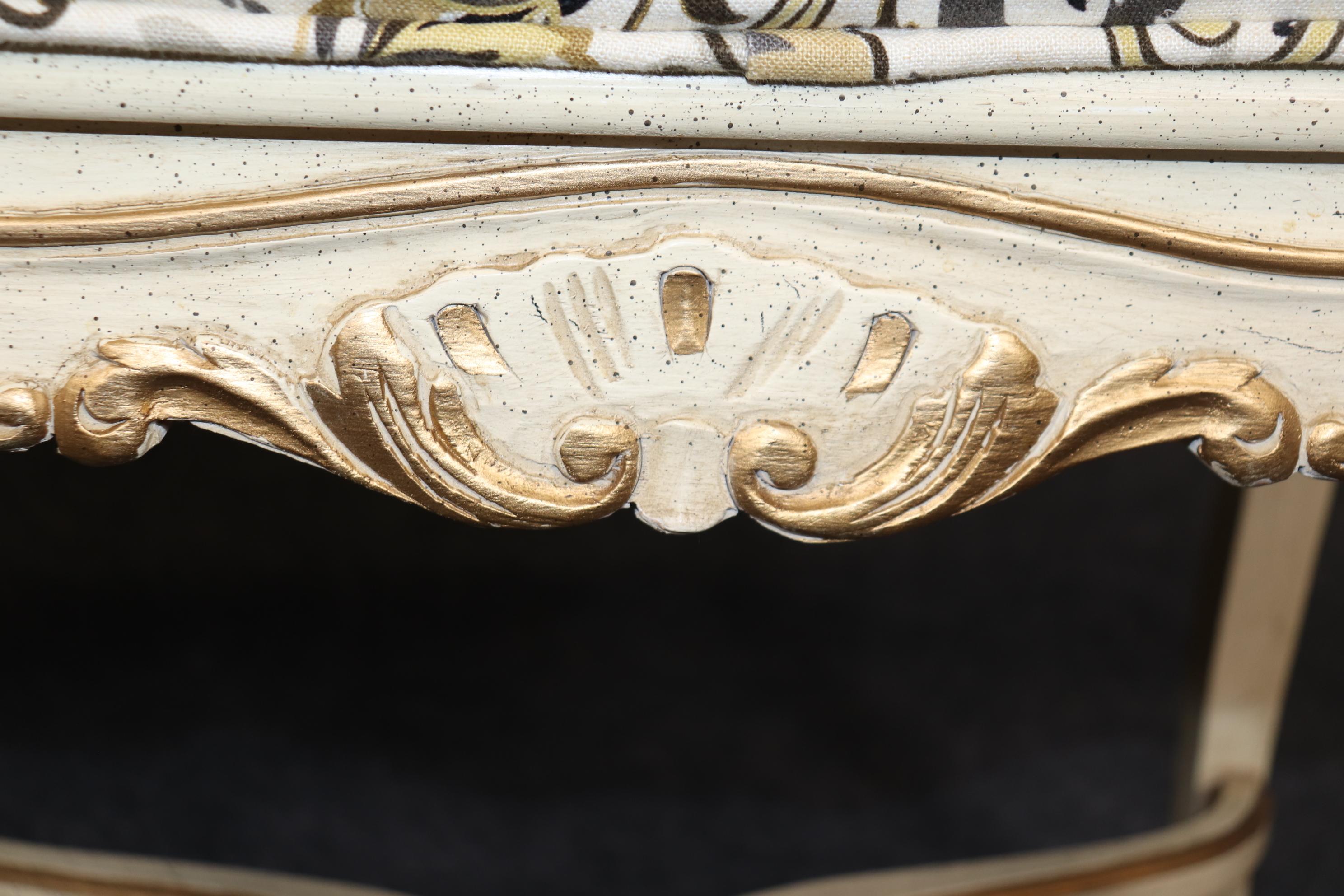 White and Gold Paint Decorated Cane French Louis XV Style Six Leg Window Bench  For Sale 5