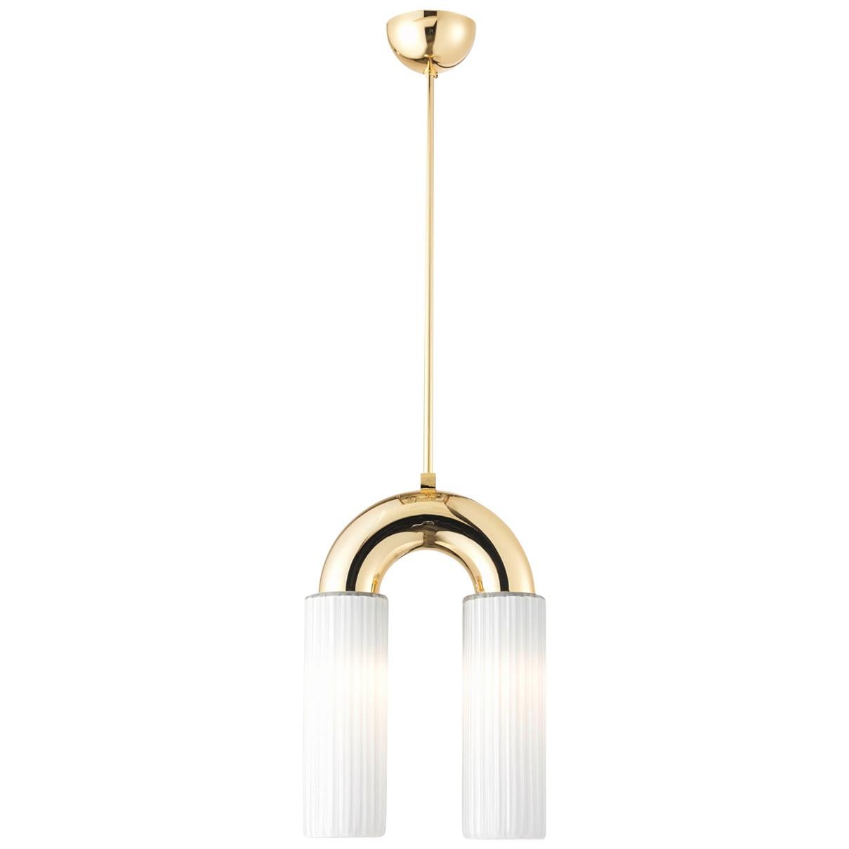 White and Gold Pendant Lamp For Sale