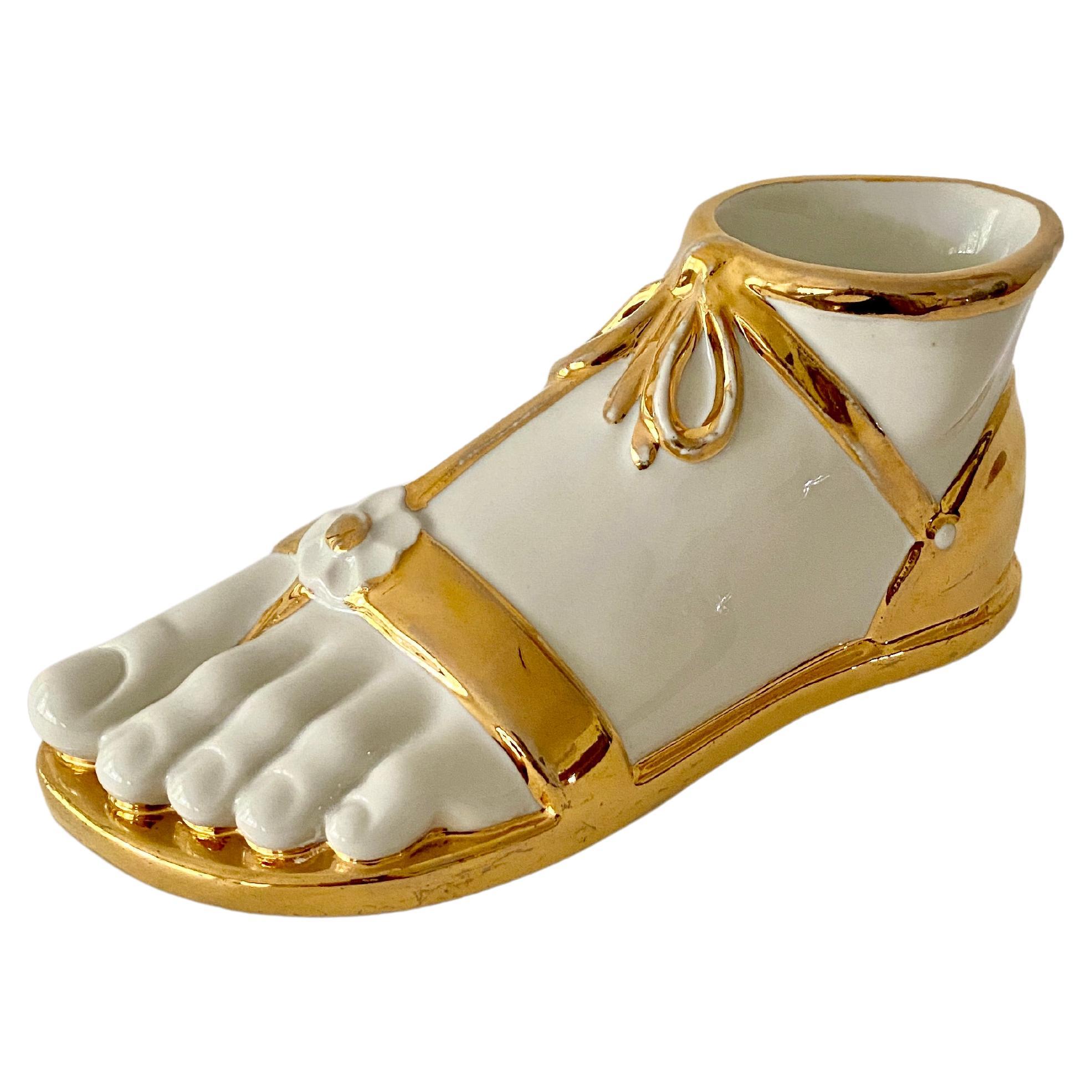White and Gold "Piede Romano" Roman Left Foot by Piero Fornasetti For Sale