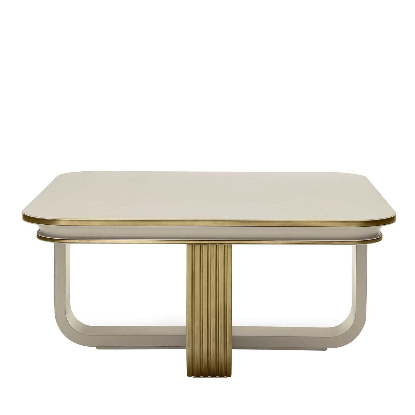 white and gold square coffee table