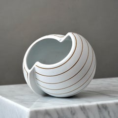 Weiß-goldene Vase „Surrea“ von Wilhelm Kage für Gustavsberg, Schweden, 1950er Jahre