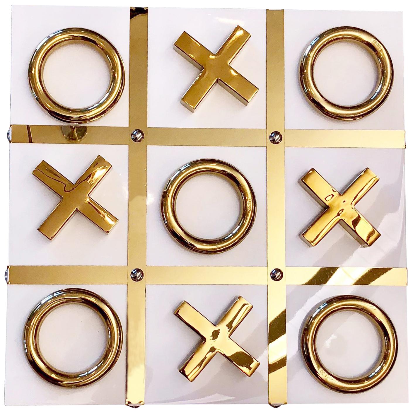 White and Gold Tic Tac Toe Set