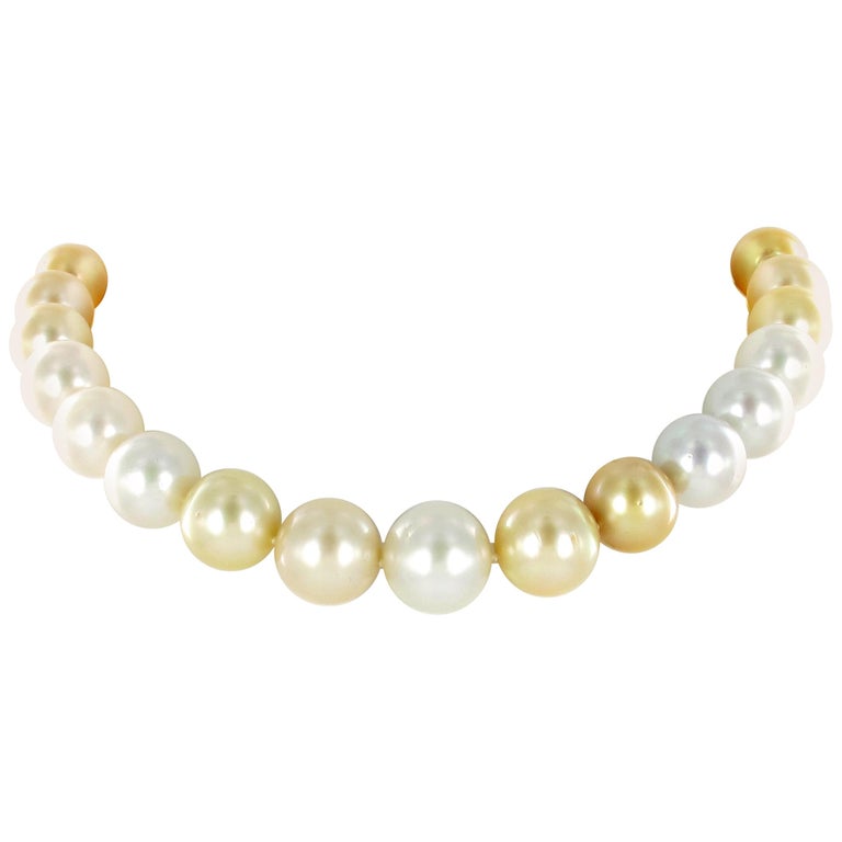 triple strands natural south sea white Pearl Necklace 18  19 20”