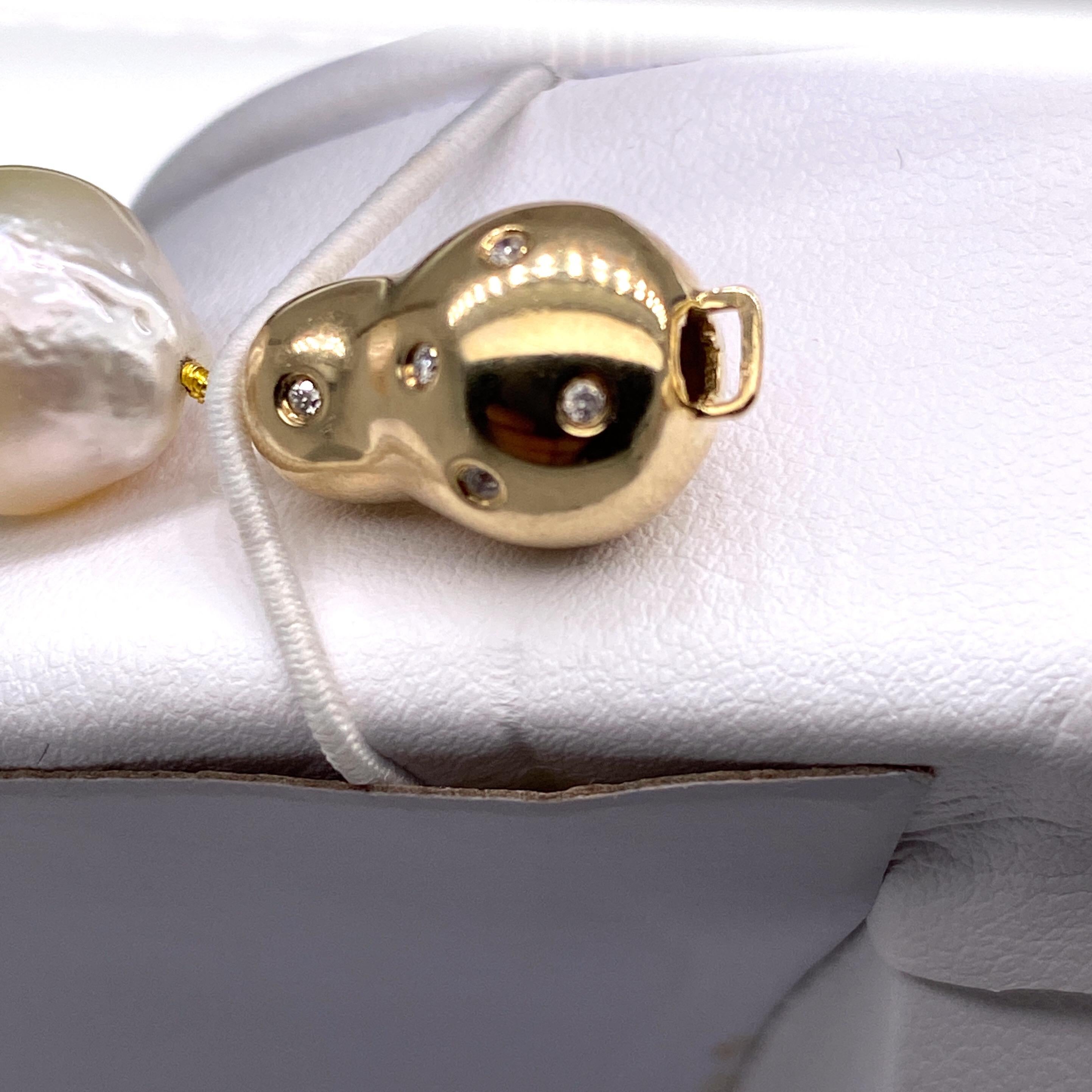  Collier de perles baroques des mers du Sud blanches et dorées de Tahiti en or 14 carats Pour femmes 