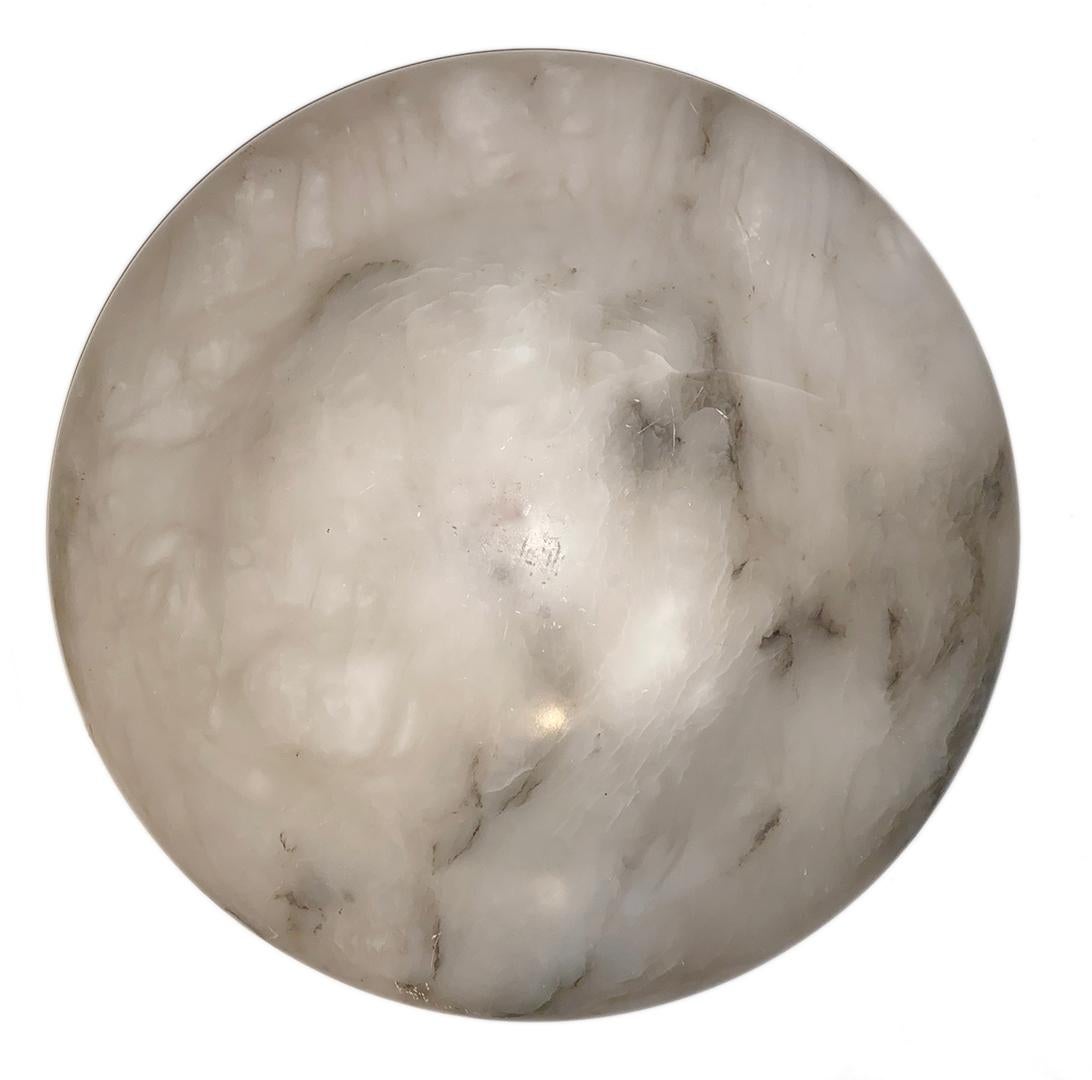 Italian White and Gray Alabaster Pendant Fixture For Sale