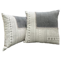 White and Gray Boho Moroccan Throw Pillow