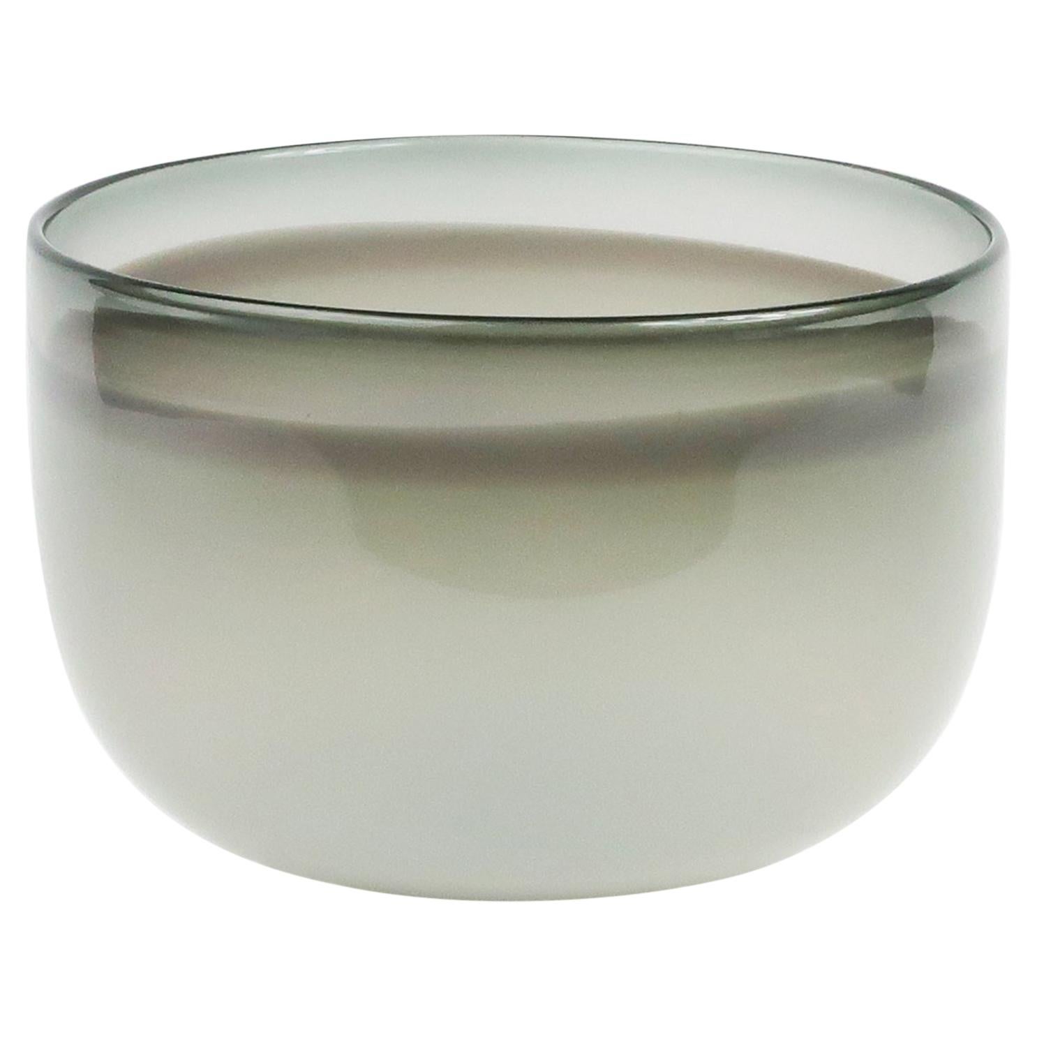 White and Gray Studio Glass Bowl by Guggisberg Baldwin For Sale