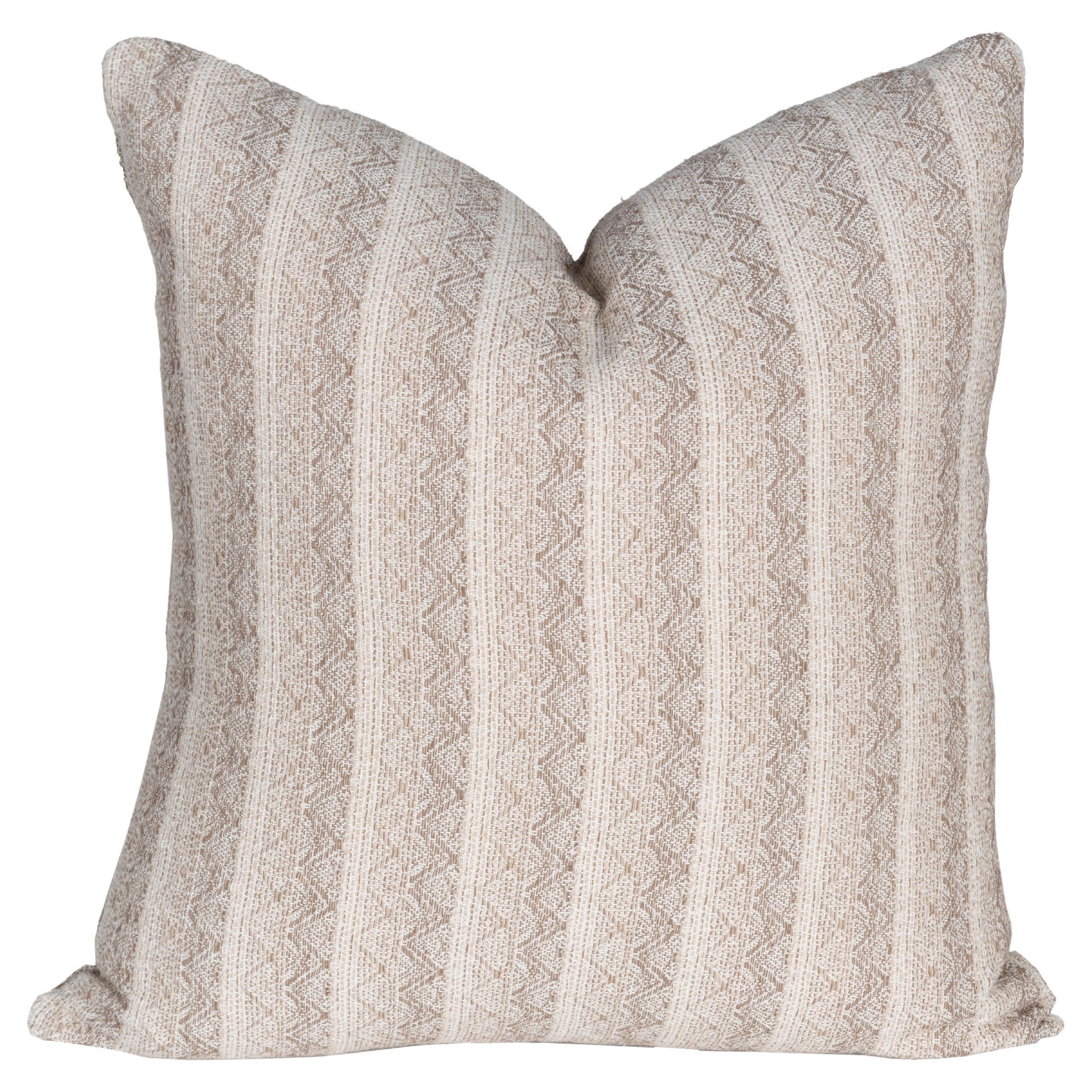 White & Gray Vintage Hmong Striped Pillow For Sale