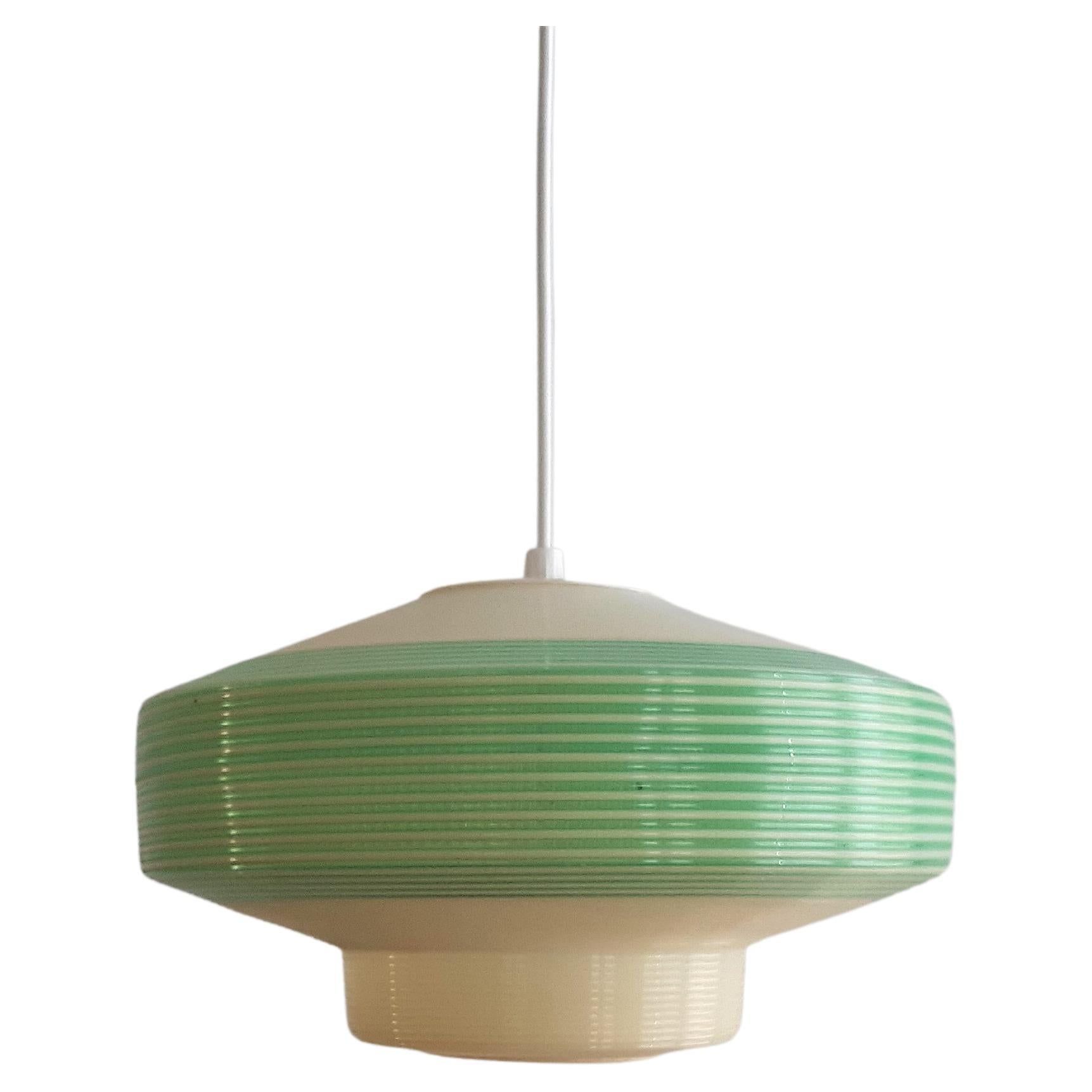 White and Green Pendant Lamp for Rotaflex, 1960's