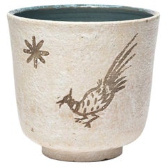 white and grey art deco 20th century ceramic vase by Jean Besnard René Bluet