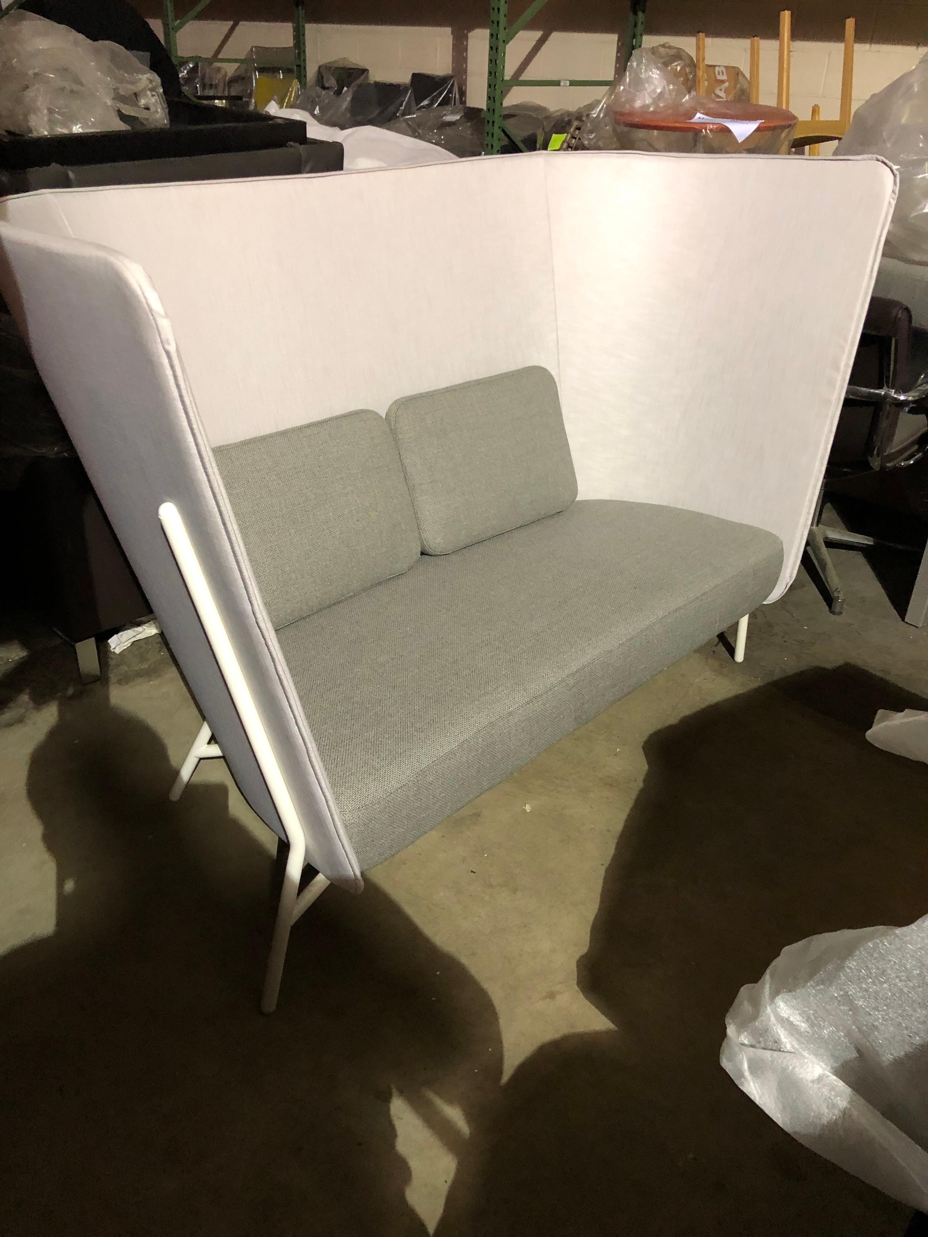 Fabric Inno White and Grey Aura Two-Seat Sofa