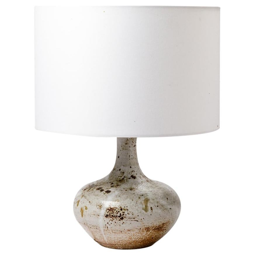 White and Grey Ceramic Table Lamp by Vezelay, 20th Mid-Century