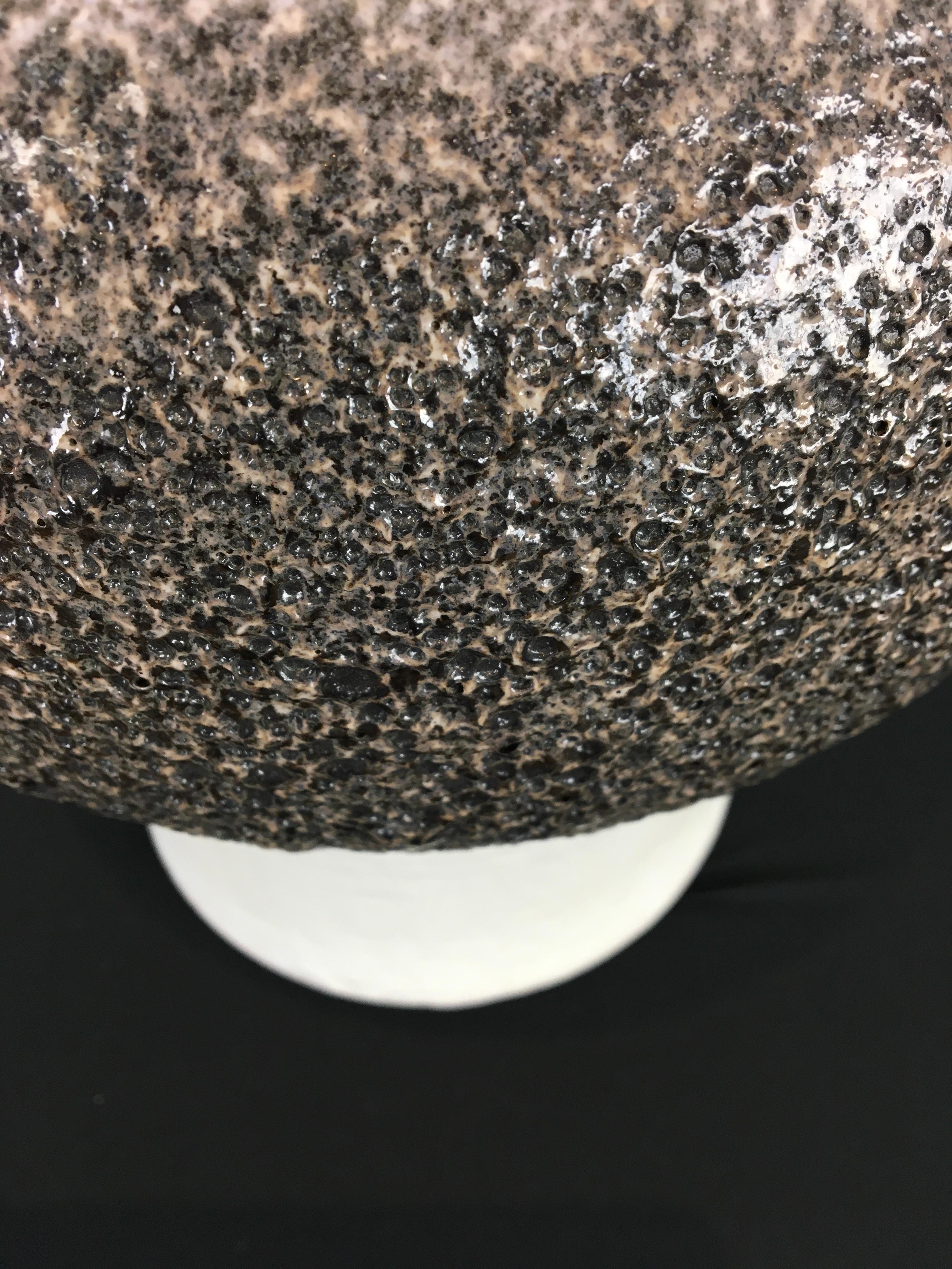 German White and Grey Jasba Fat Lava Floor Vase with Handle For Sale