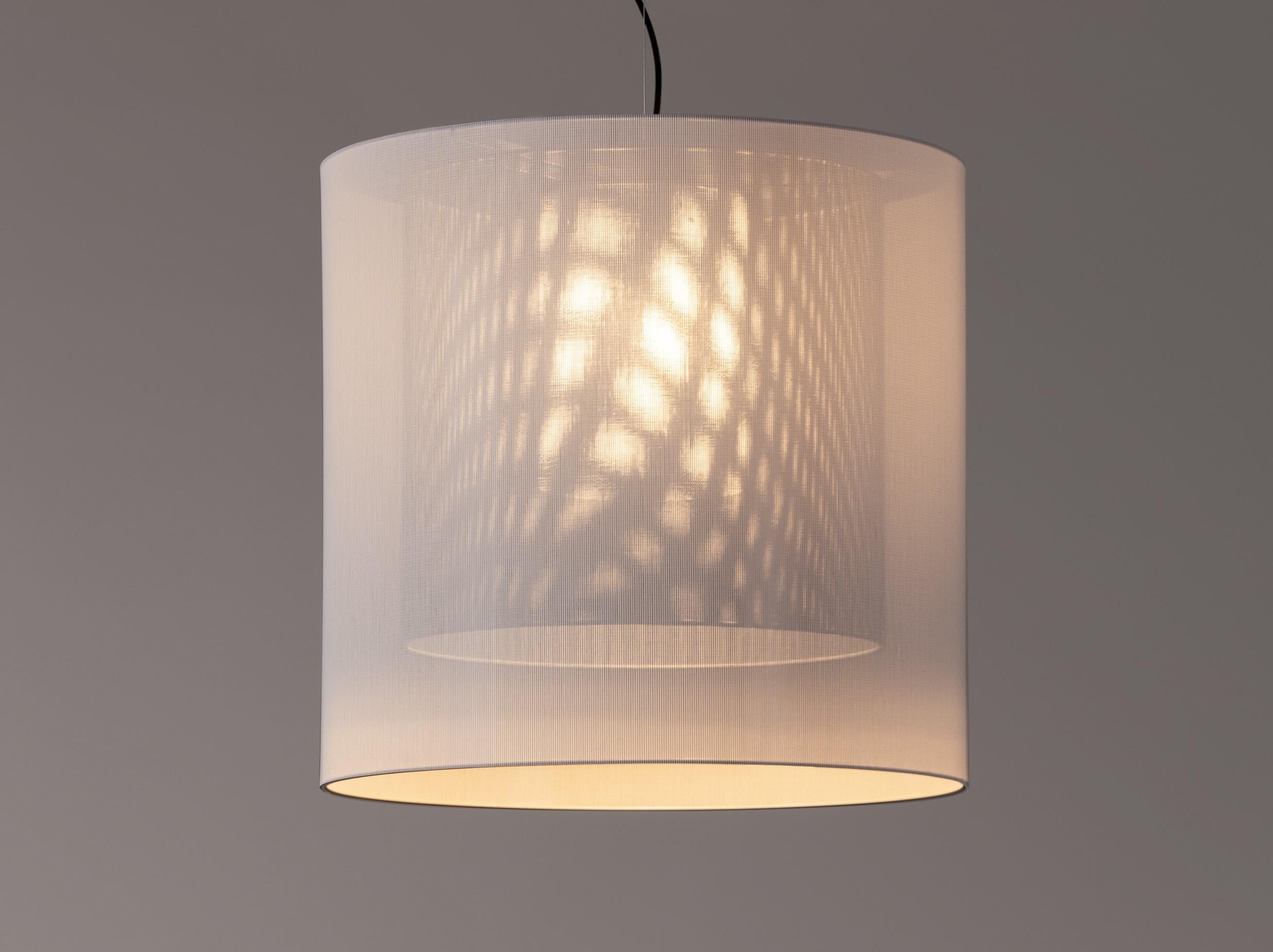 Modern White and Grey Moaré LM Pendant Lamp by Antoni Arola For Sale