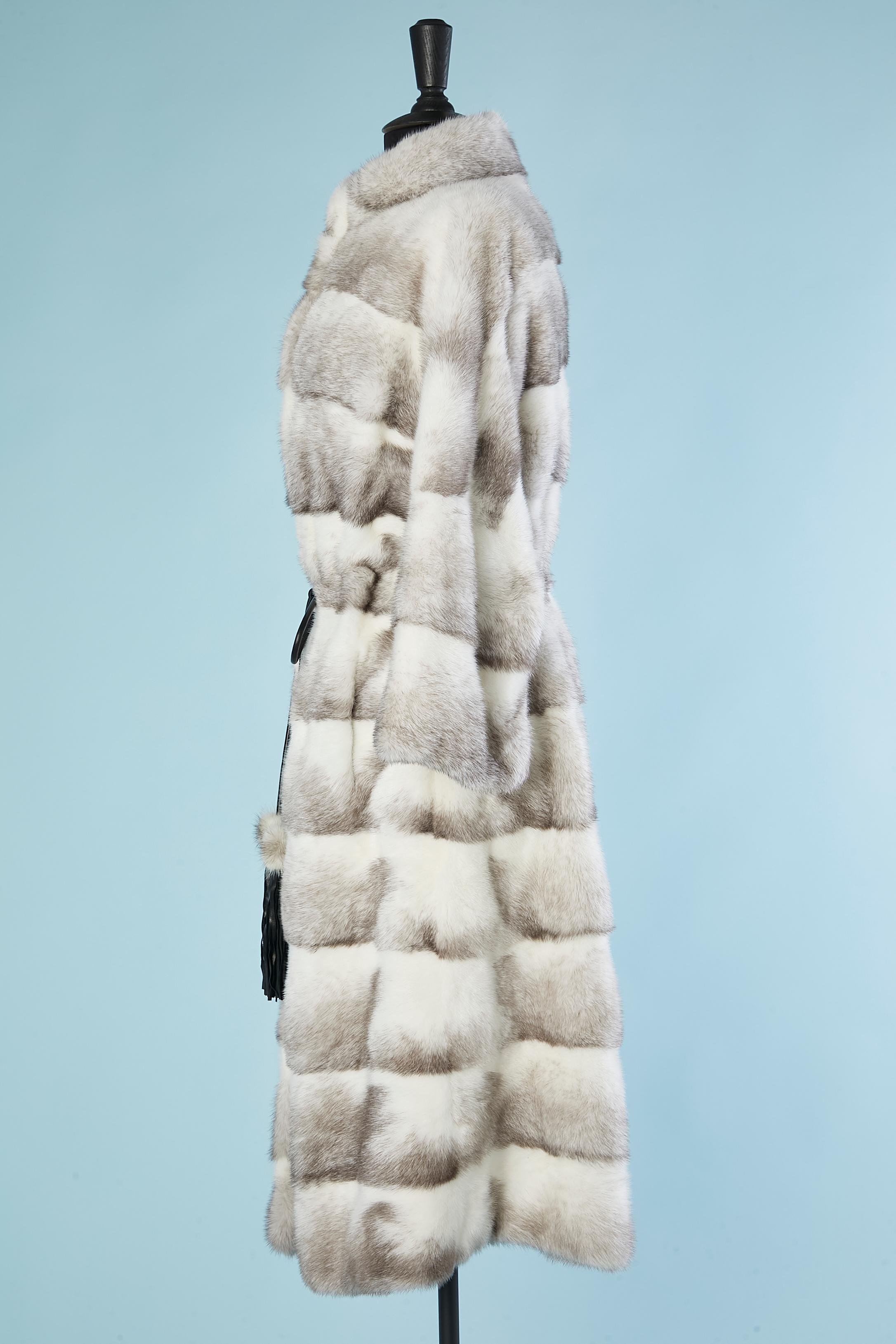 Women's White and grey Platinium Quality Mink coat  Kopenhagen Fur 
