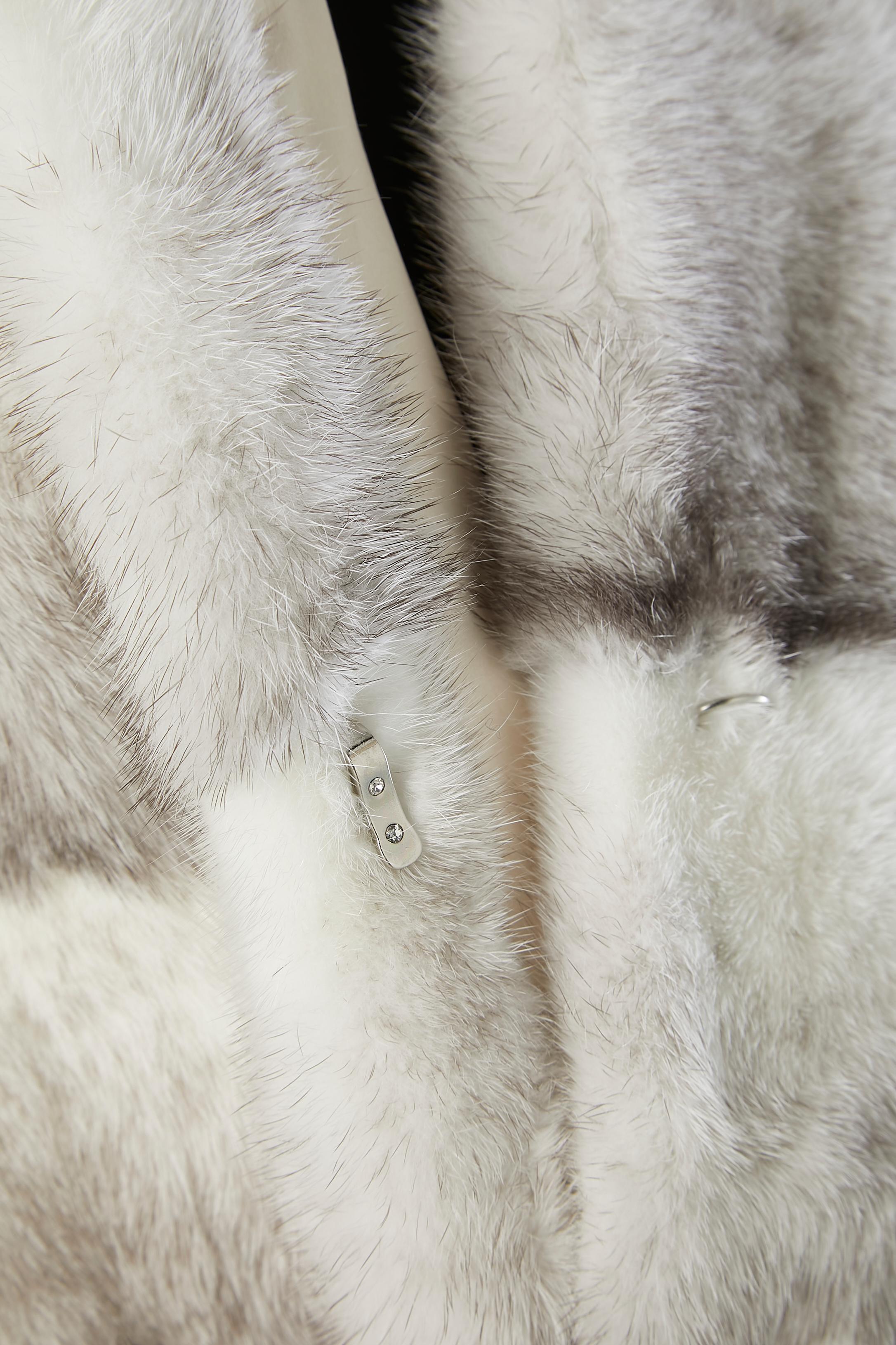 White and grey Platinium Quality Mink coat  Kopenhagen Fur  2