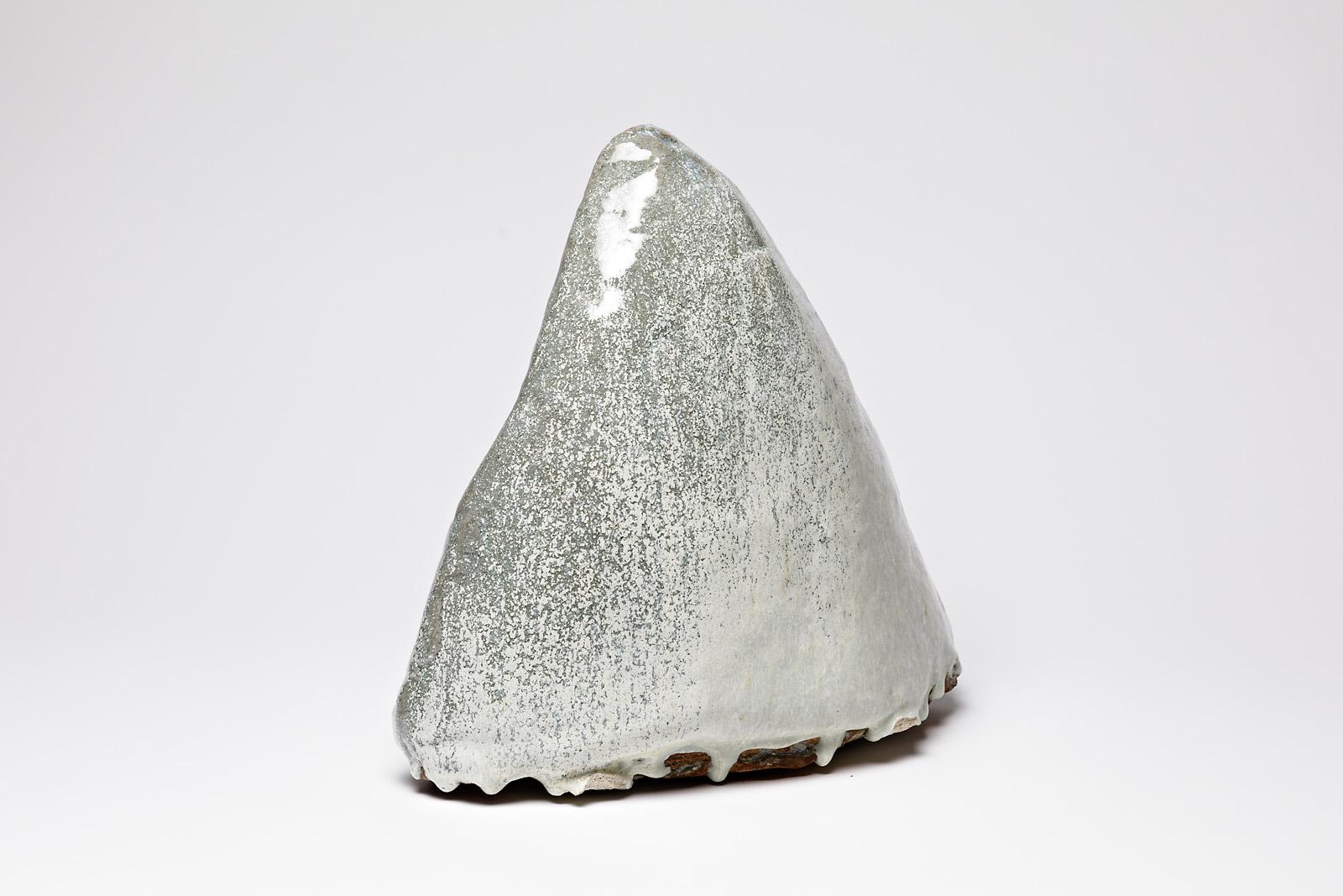 Mid-Century Modern White and Grey Stoneware Ceramic Sculpture by Bernard Dejonghe Contemporary Art For Sale