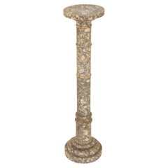 White and Grey Veined Marble Pedestal, ca. 1900