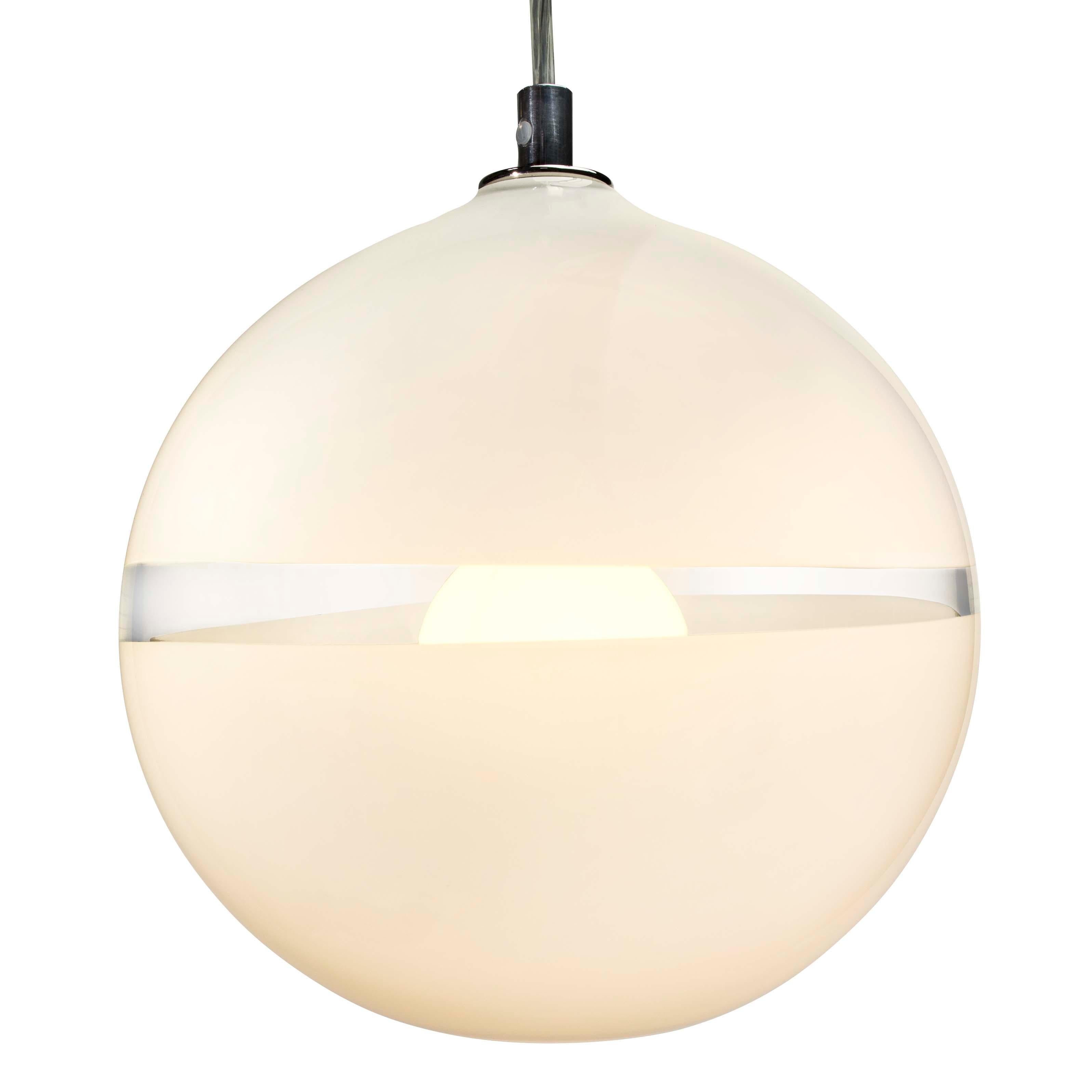 White and Ivory Custom Lattimo Orb, Hand Blown Glass, Includes Mounting Hardware