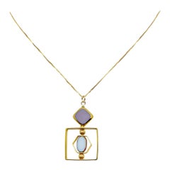 Perles de verre allemandes vintage, blanc et lavande, art  Chaîne collier déco 2409N