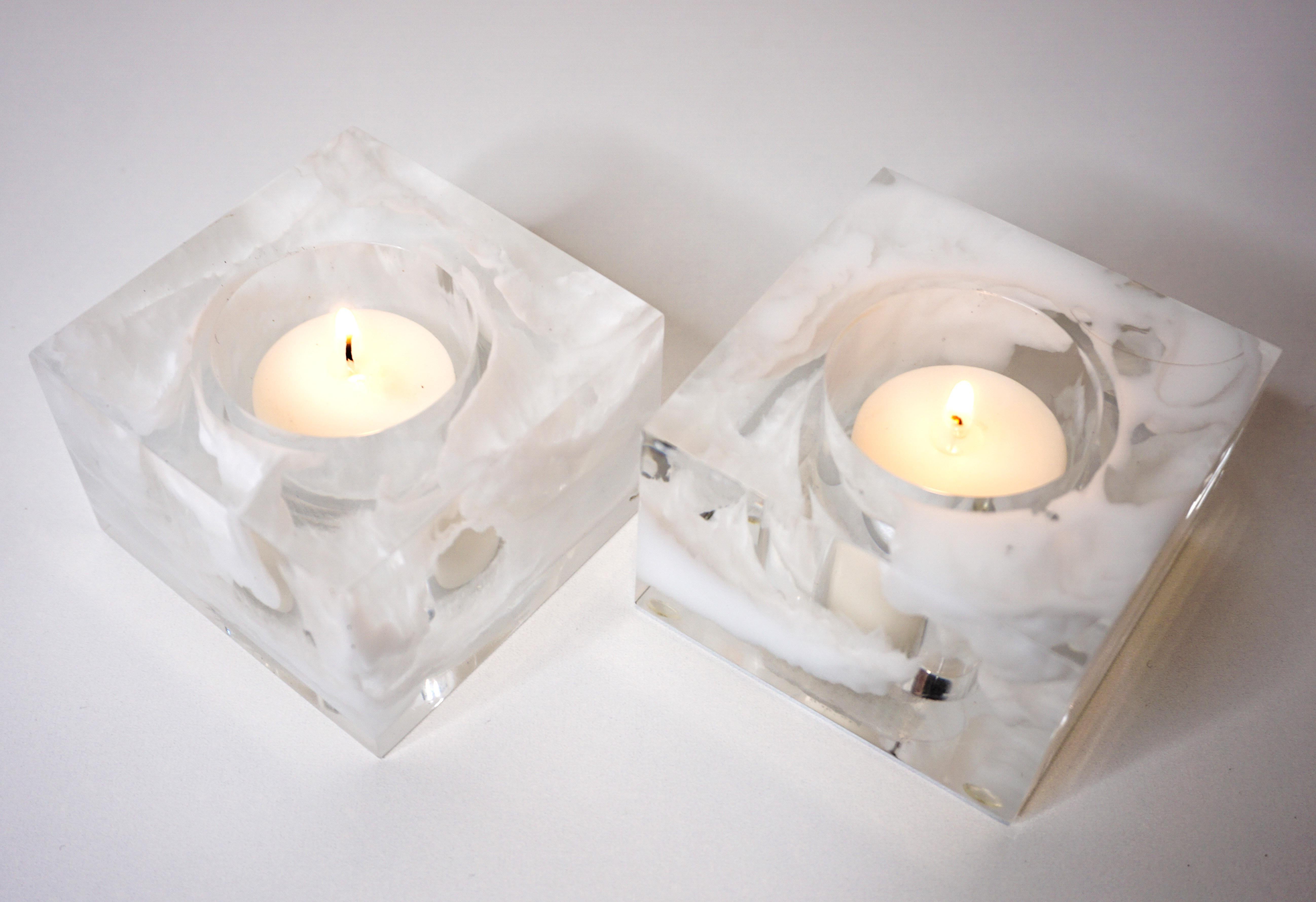 North American White and Lucite Votives For Sale