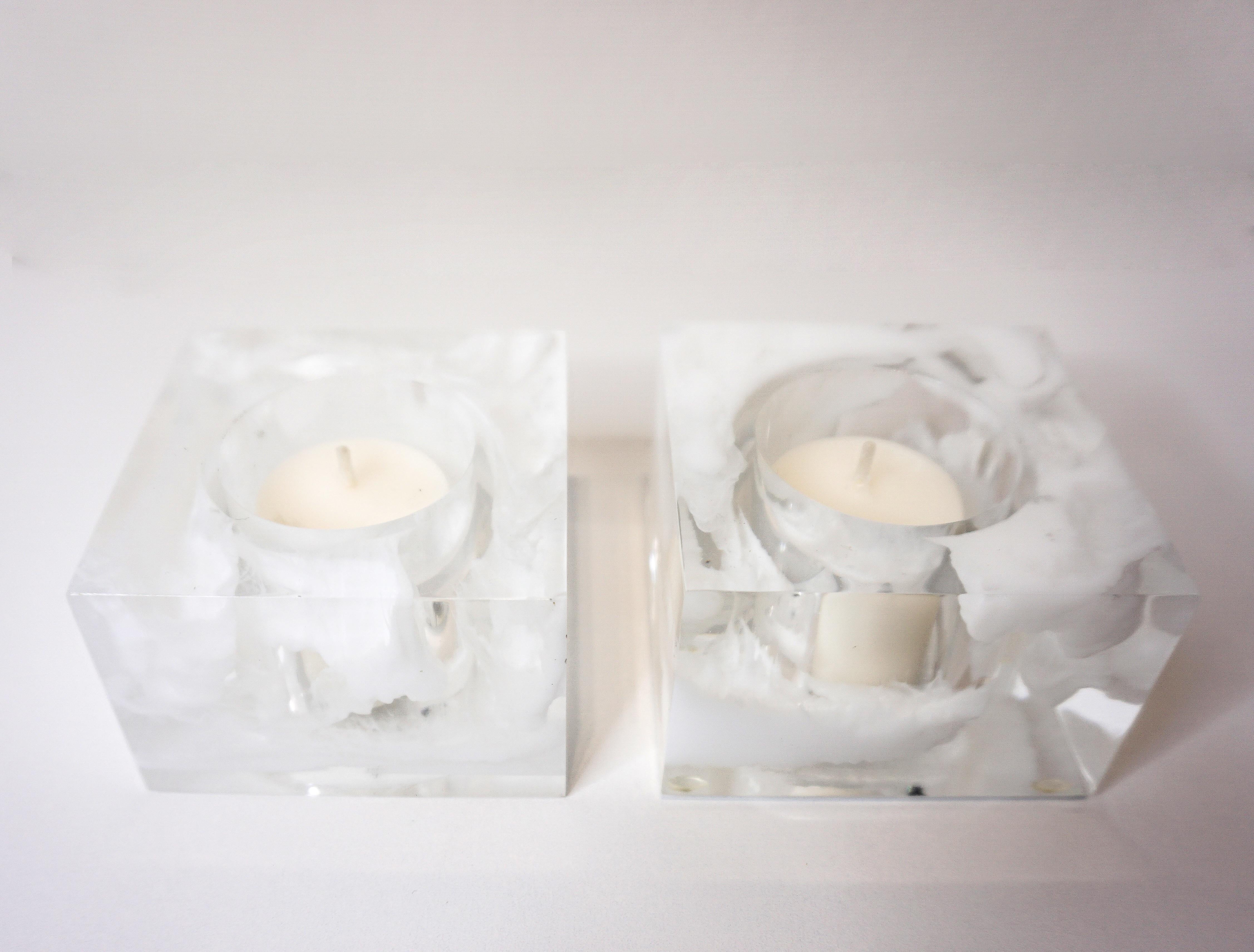 Contemporary White and Lucite Votives For Sale