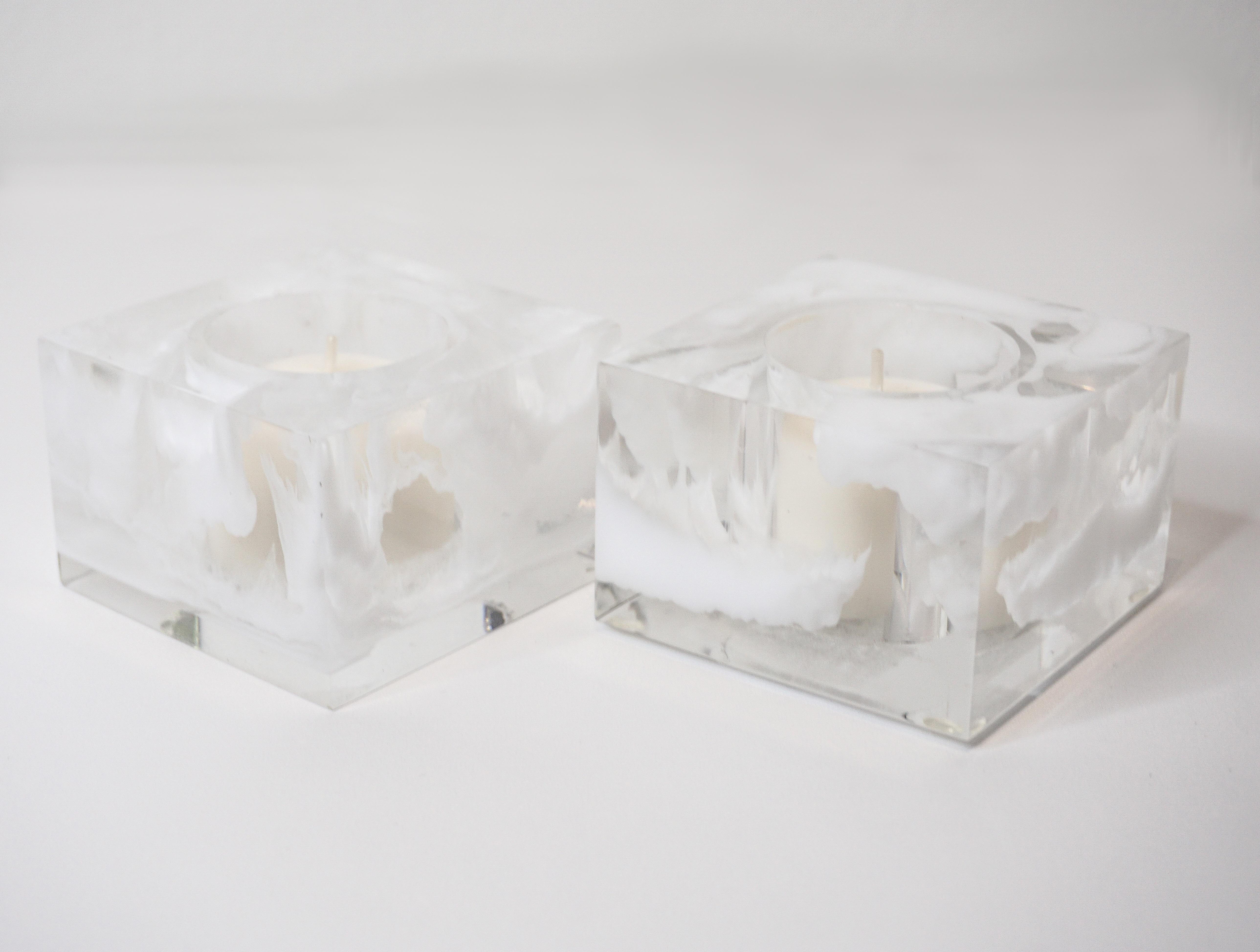 White and Lucite Votives For Sale 1